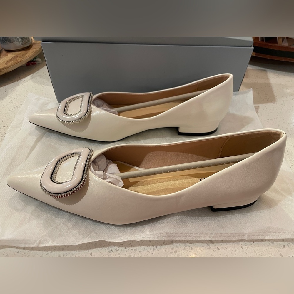 C.Paravano White Women's Shoes with Embellished Buckle - Picture 8 of 10